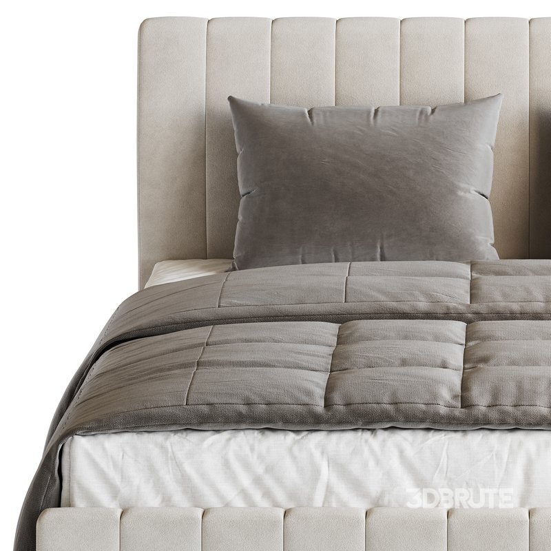 Wooden Non-Adjustable White Upholstered Modern Bed Image 7