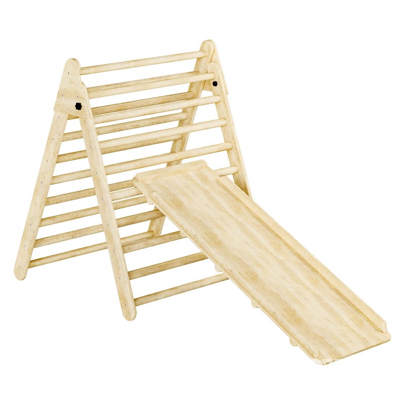 Childrens wooden pikler exercise machine with weight Varnish Image 7