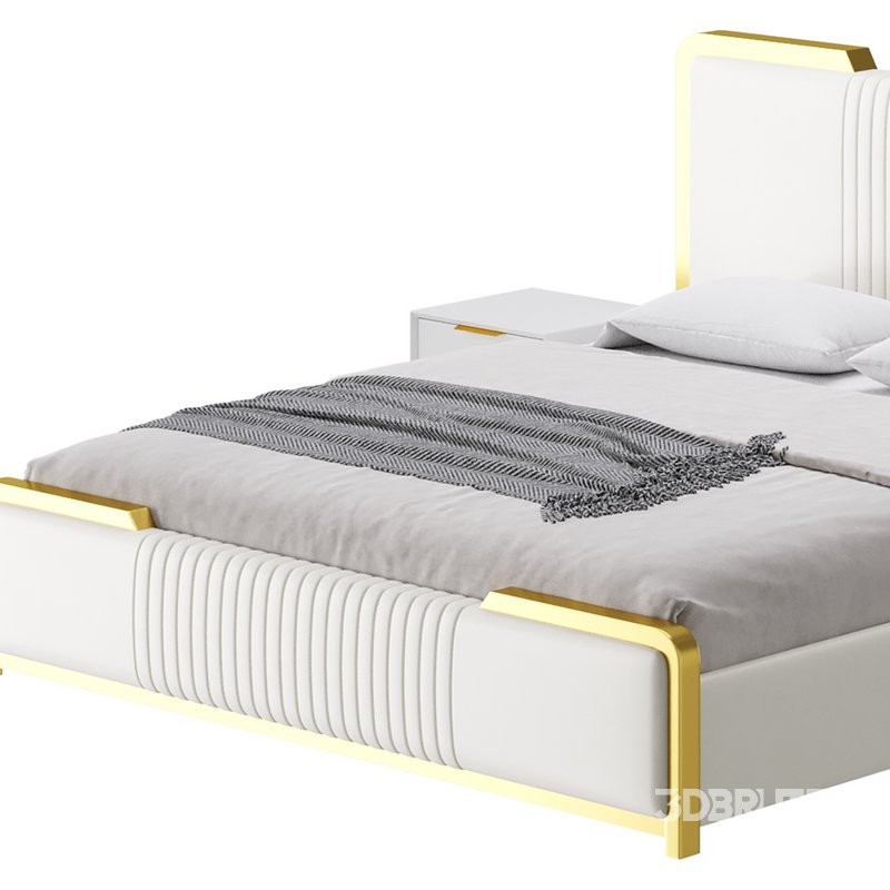 Glamorous White Wood Upholstered Bed I Image 9