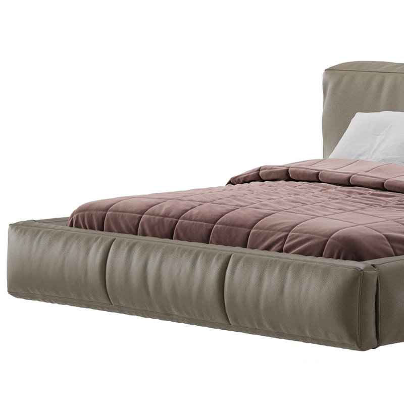 Icnoyotl suede fabric rectangular headboard modern bed I Image 6
