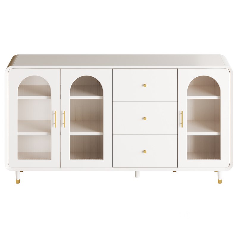 Modern White Sideboard Credenza Image 5