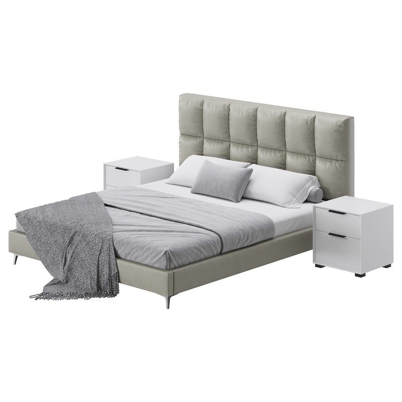 Modern Bed Upholstered Headboard Standard Bed I Image 6