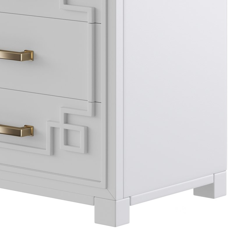 SAFAVIEH Raina Three Drawer Greek Key Night Stand Black Image 7