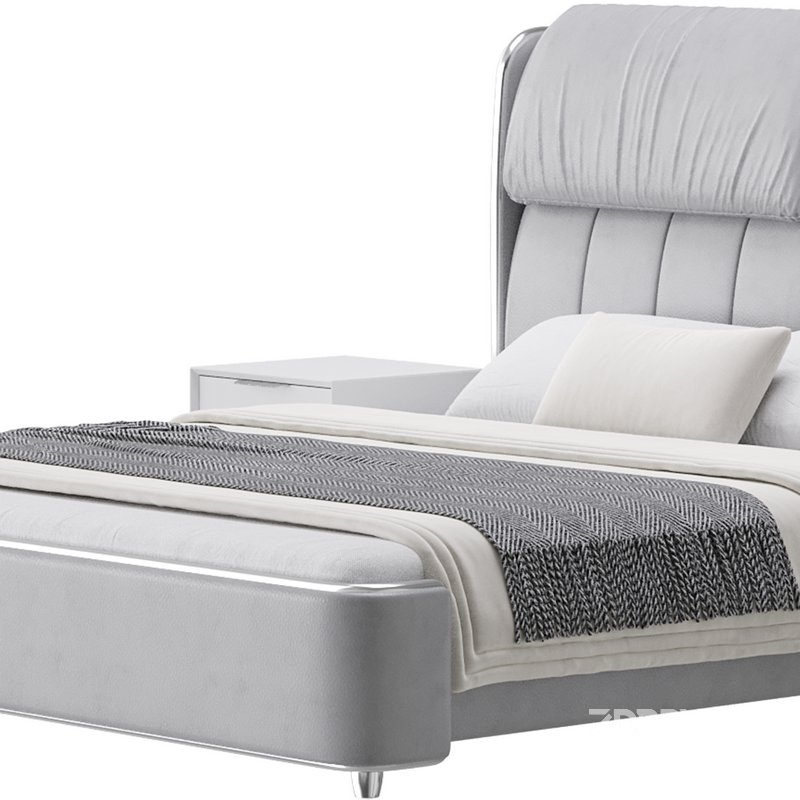 Elegant White Pine Wood Panel Bed Image 8