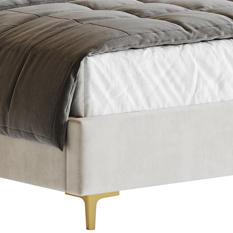White Faux Leather Upholstered Modern Bed Image 8