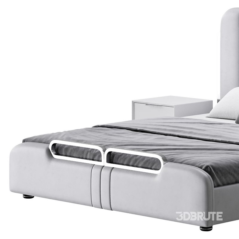 Upholstered Headboard Bed Frame Modern Panel Bed I Image 7