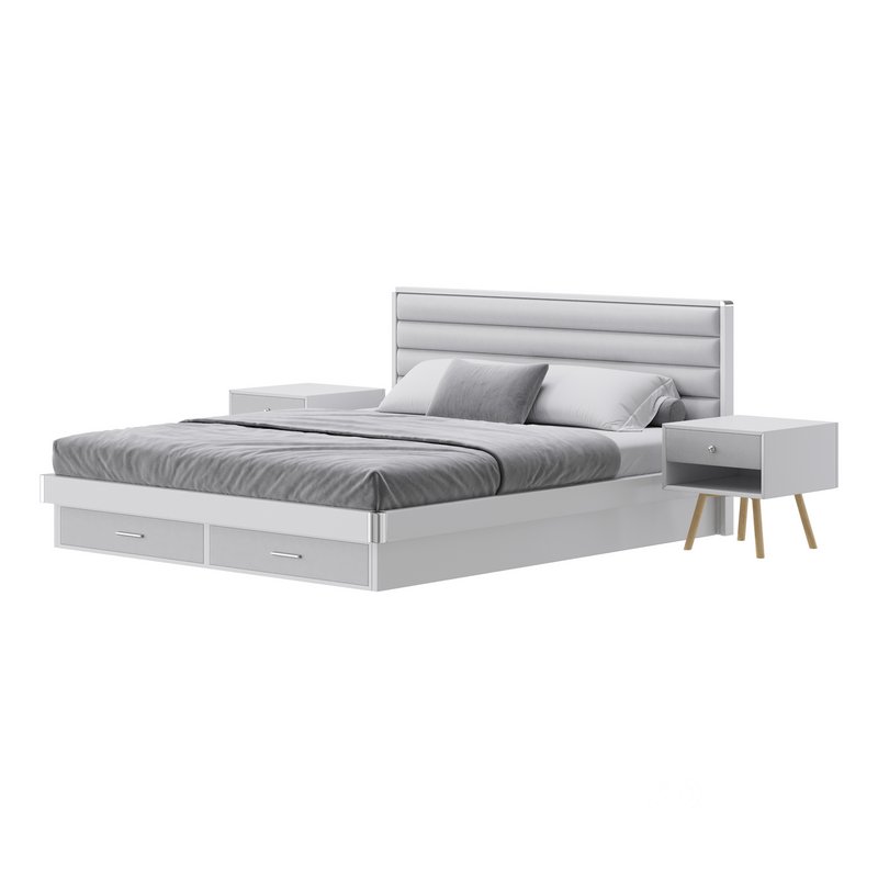 Grey Rectangular Headboard Standard Bed Image 7