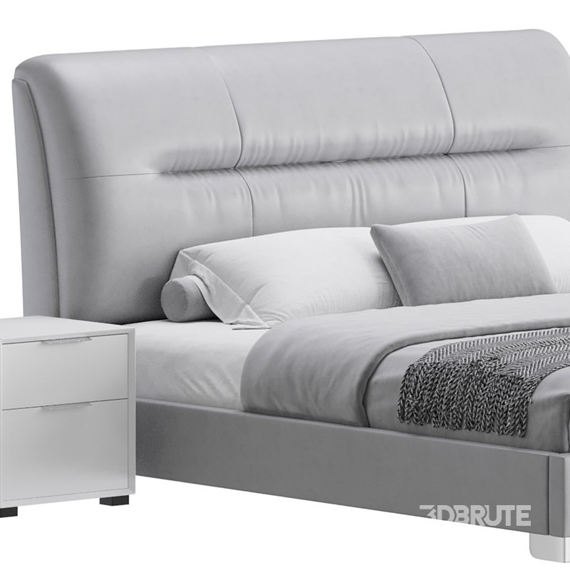 Elegant Beige Upholstered Modern Headboard Bed Image 8