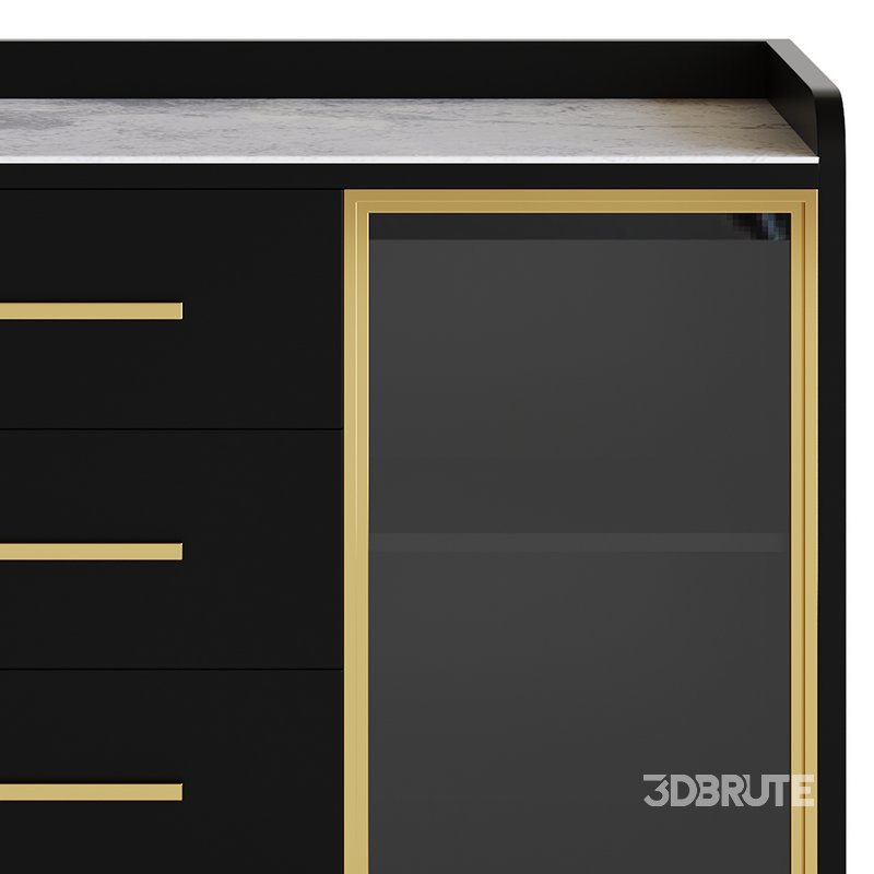 Modern Glass Door Wood Sideboard 3 Image 8