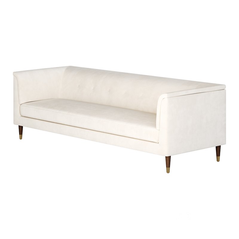 TUFTED CREAM WHITE VELVET SOFA Image 8