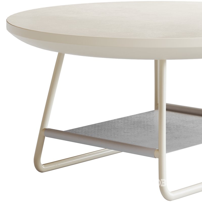 Modern Sled Round Wood Coffee Table Image 8