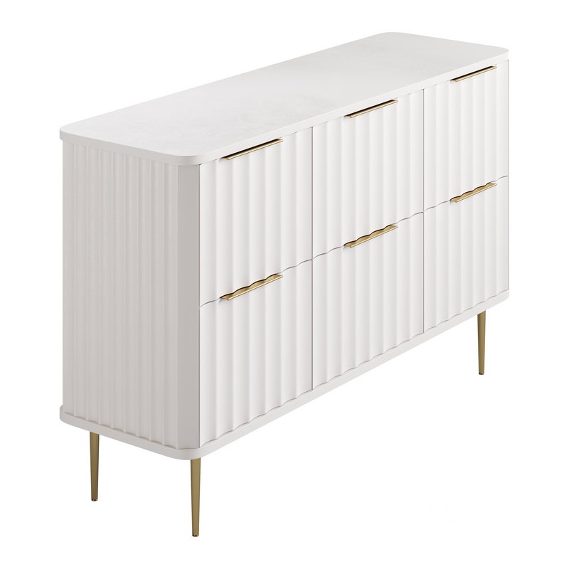 White Bedroom Dresser for Storage in Gold Image 8