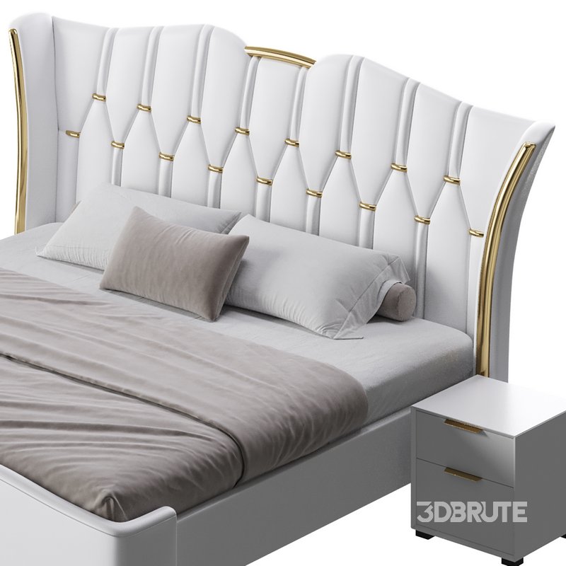 Modern Off-White Upholstered Tufted King Bed Image 10
