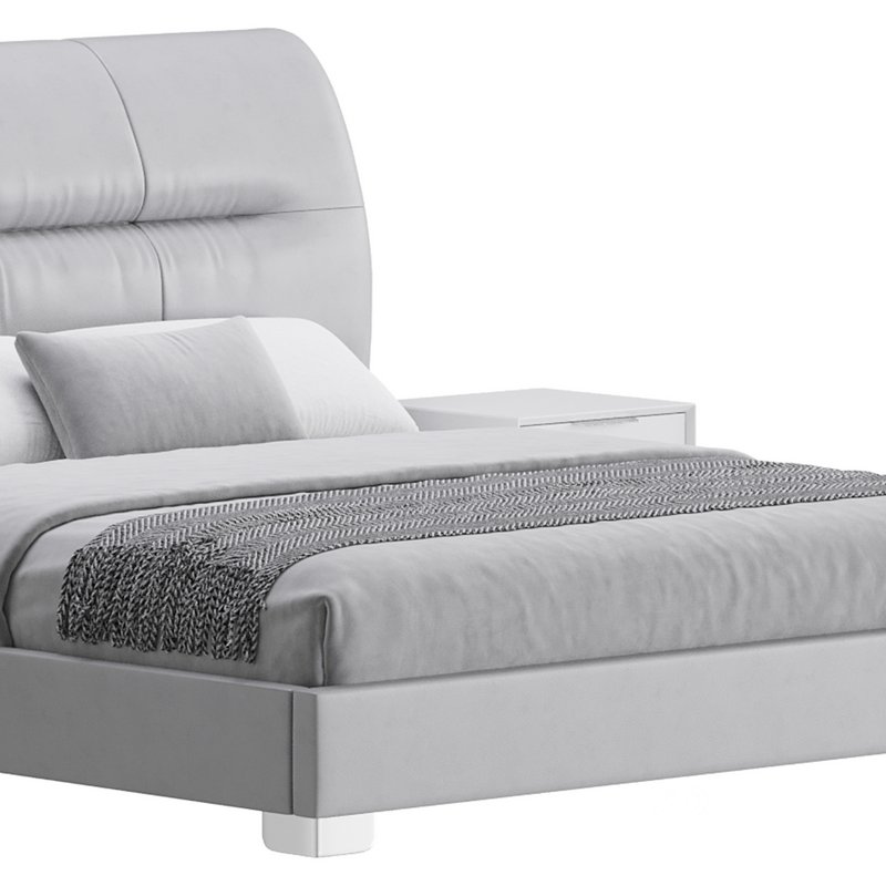 Elegant Beige Upholstered Modern Headboard Bed Image 10