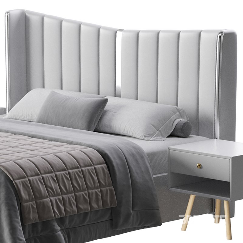 Modern Beige King Size Bed Image 10