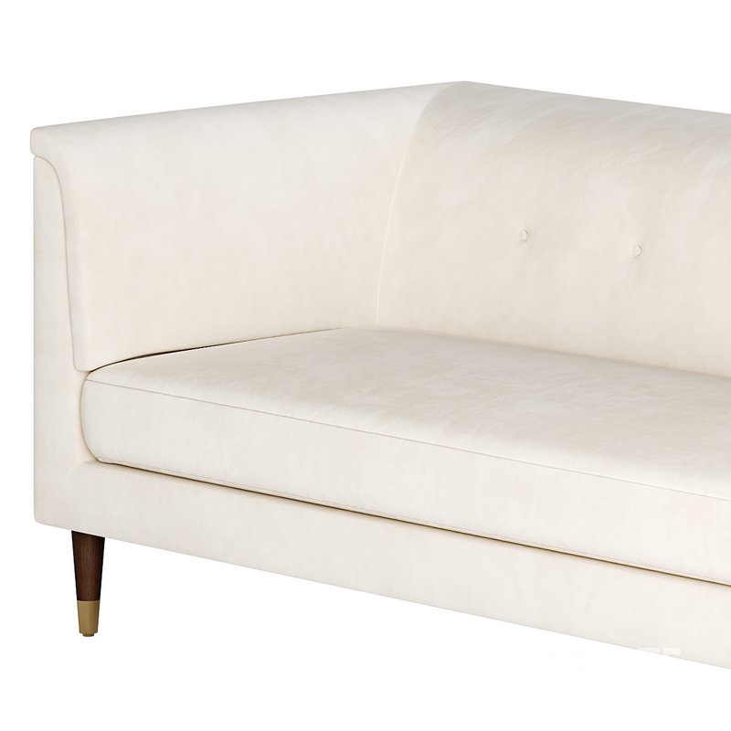 TUFTED CREAM WHITE VELVET SOFA Image 9