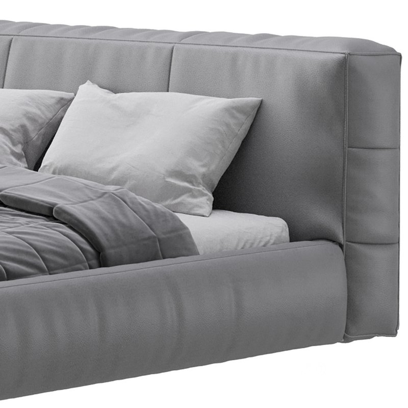 Icnoyotl suede fabric rectangular headboard modern bed I Image 9