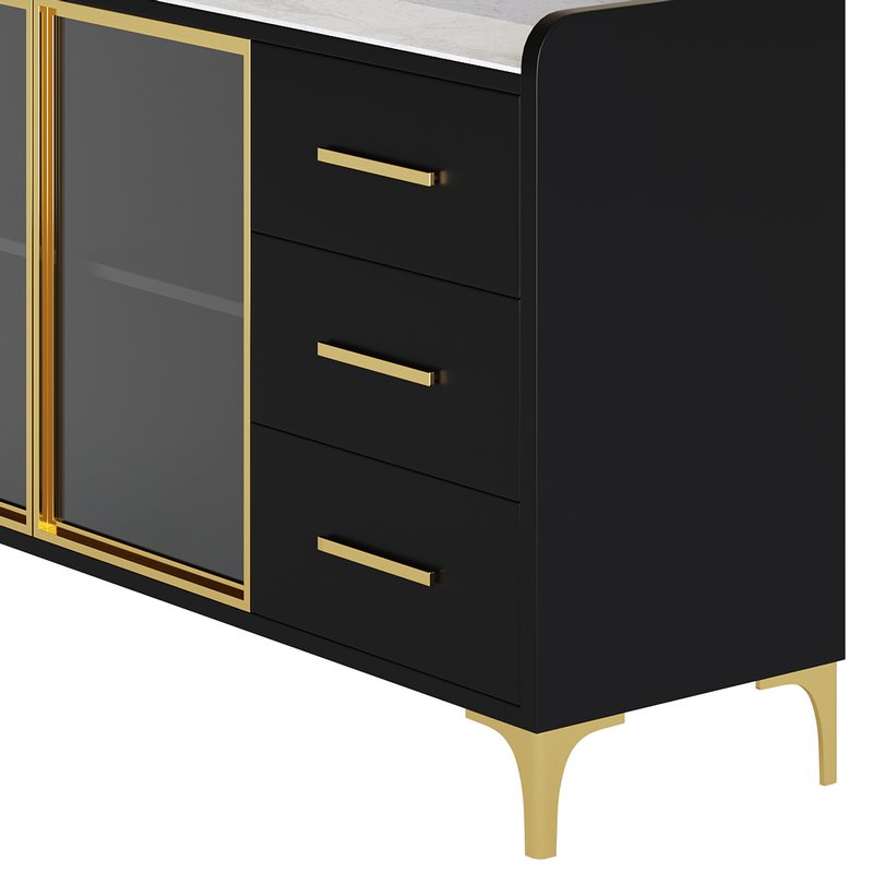 Modern Glass Door Wood Sideboard 2 Image 8
