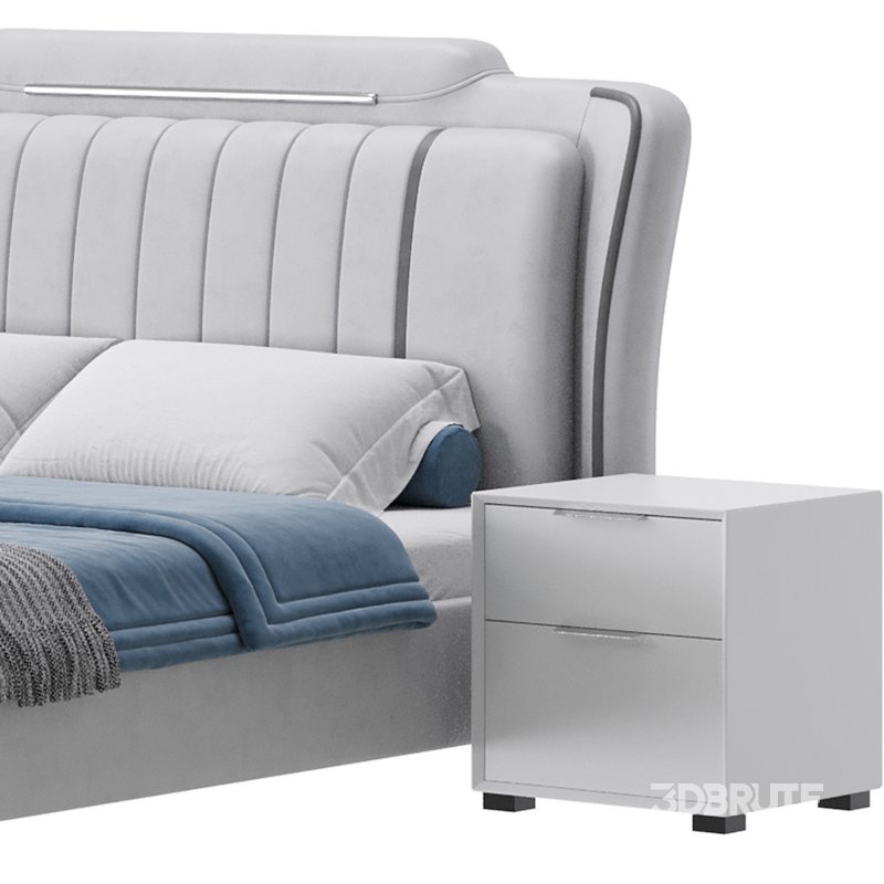 Queen Size Upholstered Headboard Bed Image 9