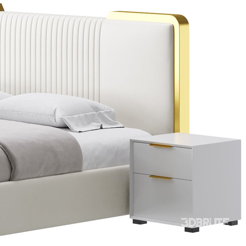 Glamorous White Wood Upholstered Bed I Image 8