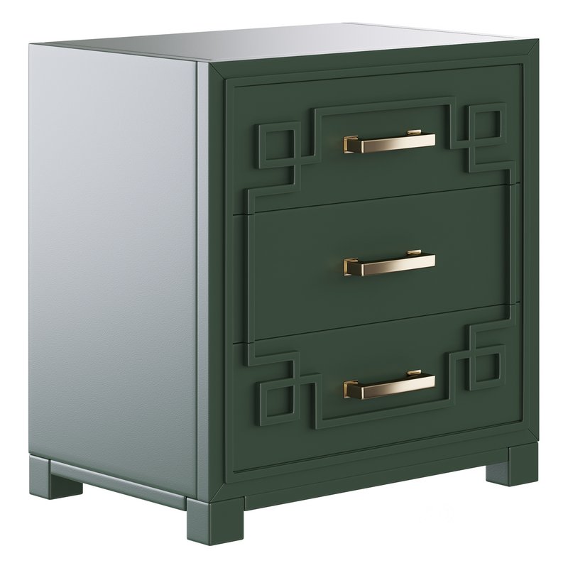 SAFAVIEH Raina Three Drawer Greek Key Night Stand Black Image 10