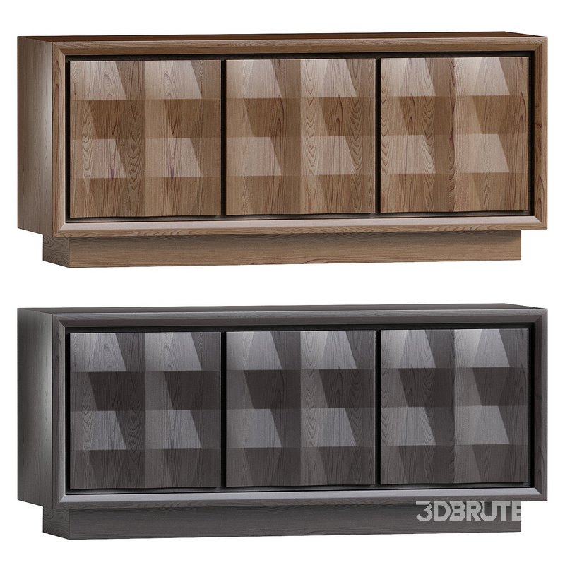 Media Console Western Elm Carved Pattern Image 1