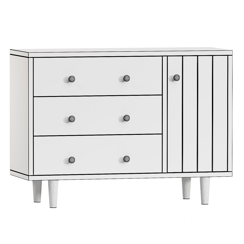 Finn Wide Sage Green Wood 3-Drawer Kids Dresser with Door Image 2