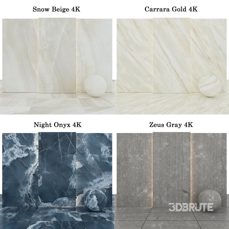 Marble 102 (Carrara Gold,Night Onyx,Snow Beige,Zeus Gray) Image 4
