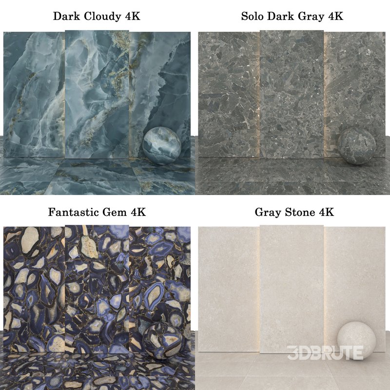 Marble 114 (Fantastic Gem,Dark Cloudy,Solo,gray stone) Image 4