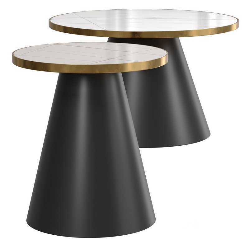 Ferrah Black and White Top Pedestal Coffee Table Image 1