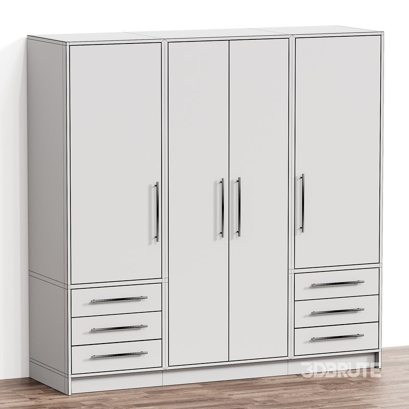Jillian 4 Door Manufactured Wood Wardrobe Image 3