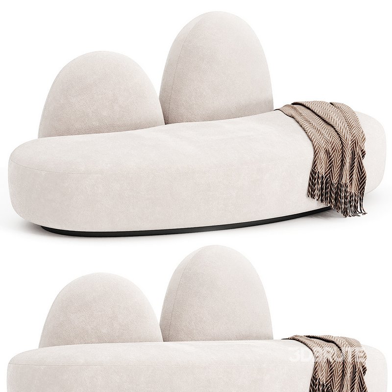 LAGU FUYU Curved 2 seater fabric sofa Image 1