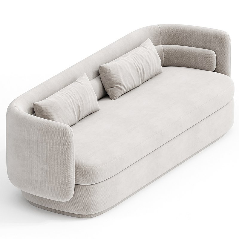 Gray Boucle Contemporary Sofa Image 2