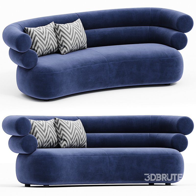 Loopo TUBE MIDNIGHT BLUE VELVET SOFA Image 1