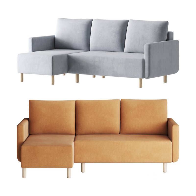 Corner sofa Beller Textile Yellow Image 1