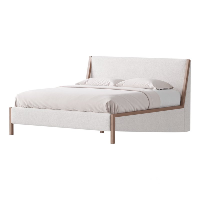 MALENA WHITE BOUCLE KING BED Image 1