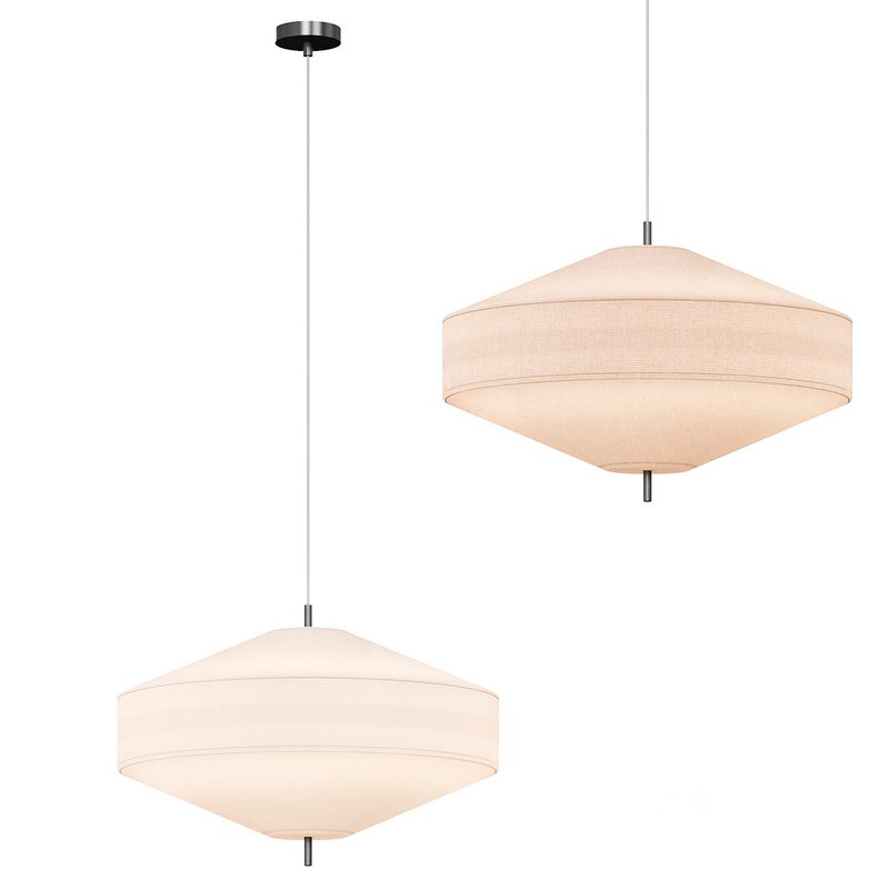 Solara large aged brass and layered natural linen pendant Image 1