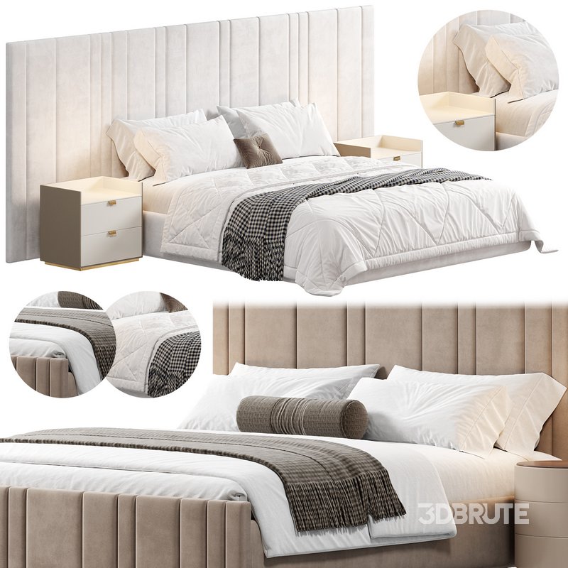 Kirsten Stripe Line Panel Wide Headboard Bed by amore Image 1