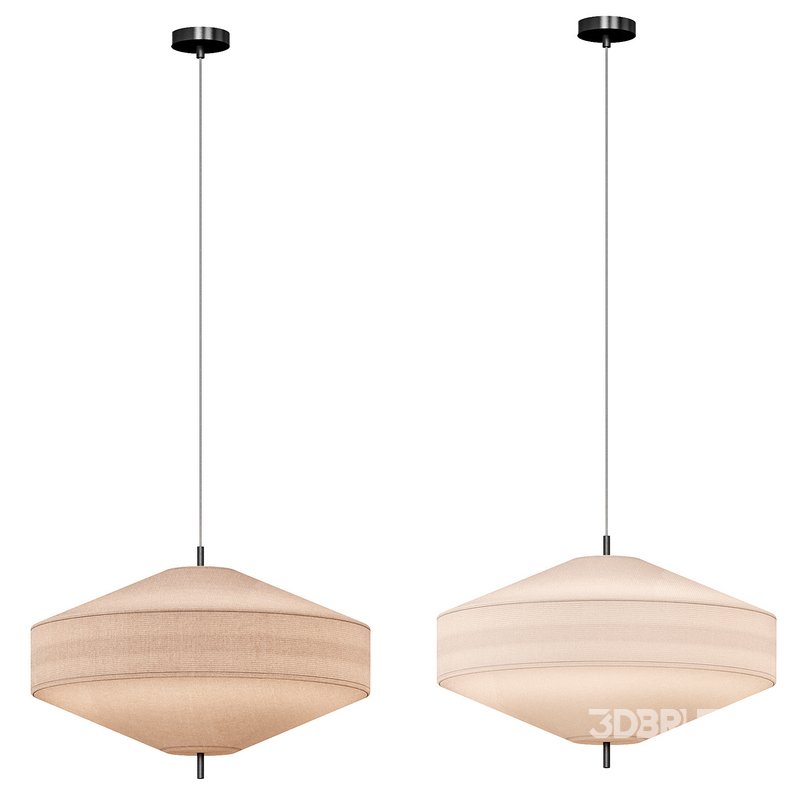 Solara large aged brass and layered natural linen pendant Image 2