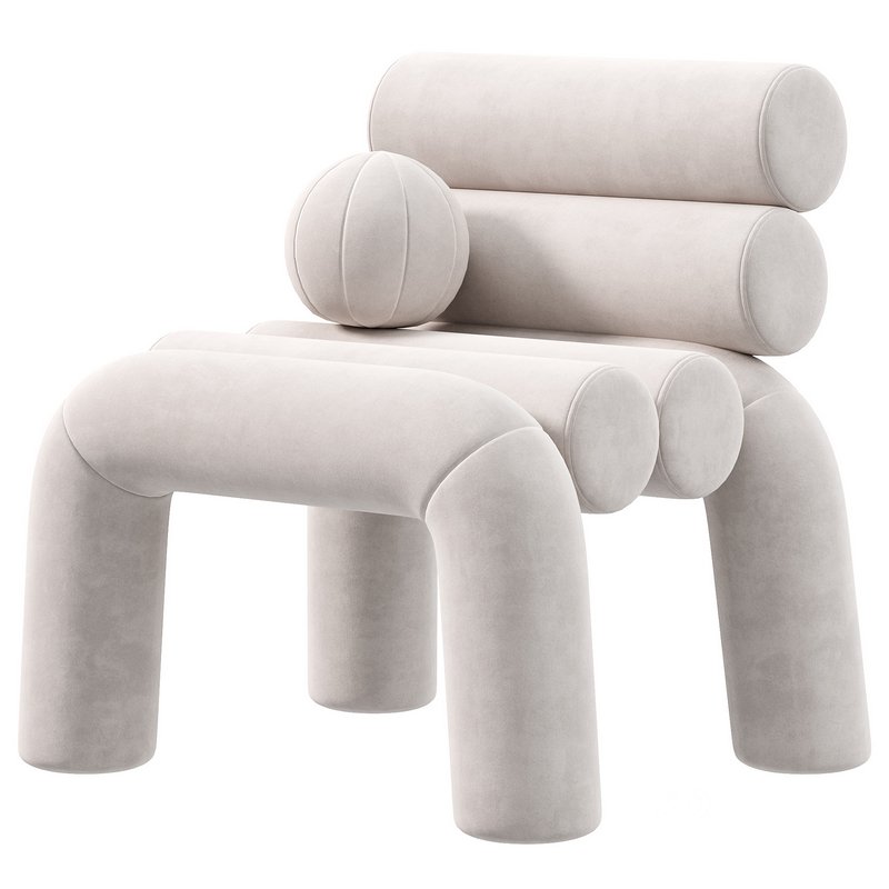 KRABBI Chair, Beige Velvet Accent Chair Image 2