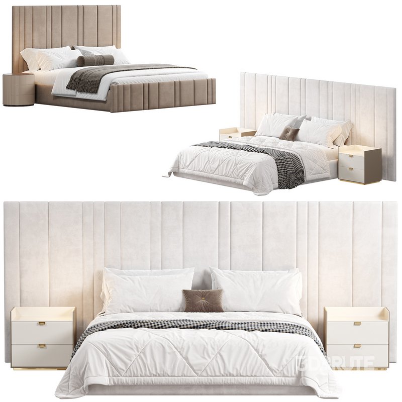 Kirsten Stripe Line Panel Wide Headboard Bed by amore Image 2