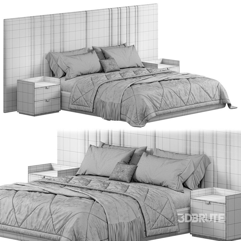 Medburn Wide Headboard Panel Stripe Bed by amore Image 3