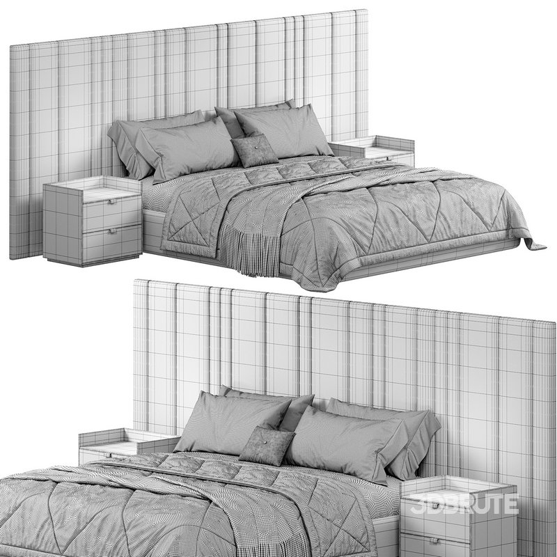 Kirsten Stripe Line Panel Wide Headboard Bed by amore Image 3