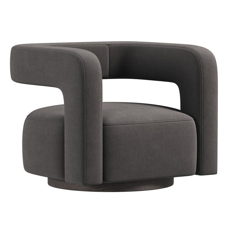 Restoration Hardware Drew Curved Swivel Chair RH Image 2