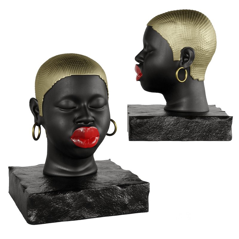 Modern Figure Head Female Black Red Lip Image 1