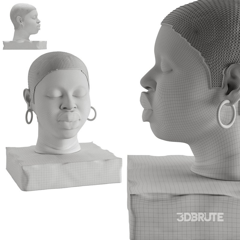 Modern Figure Head Female Black Red Lip Image 3