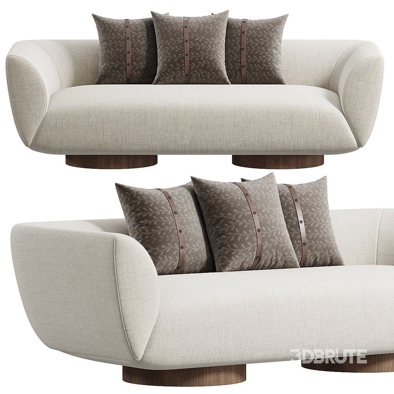 Wooden Pedestal Sofa Image 2