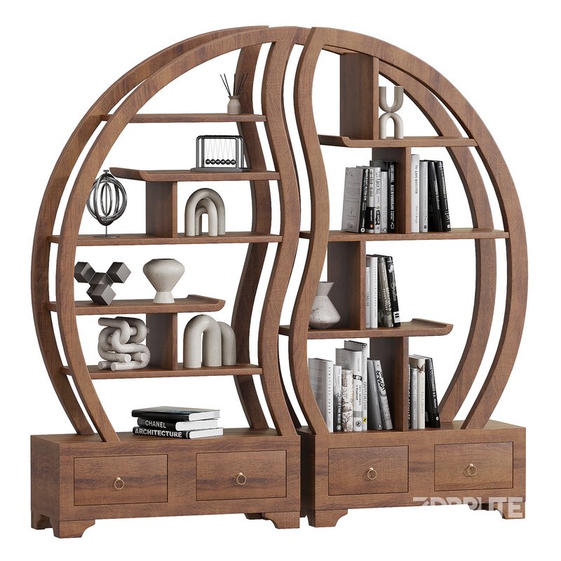 Ying Yang Solid teak Bookcase Image 1