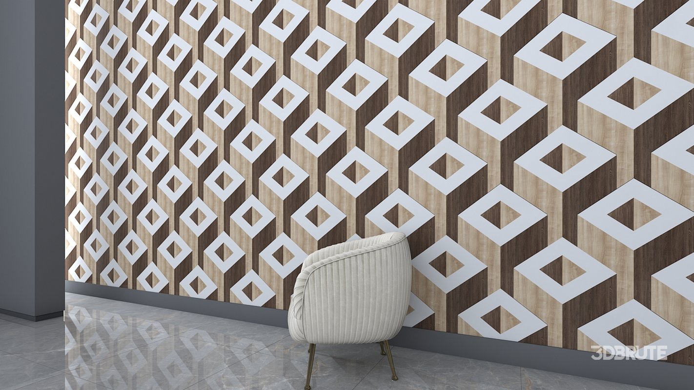 3d wall panel Low-poly 3D model Image 1