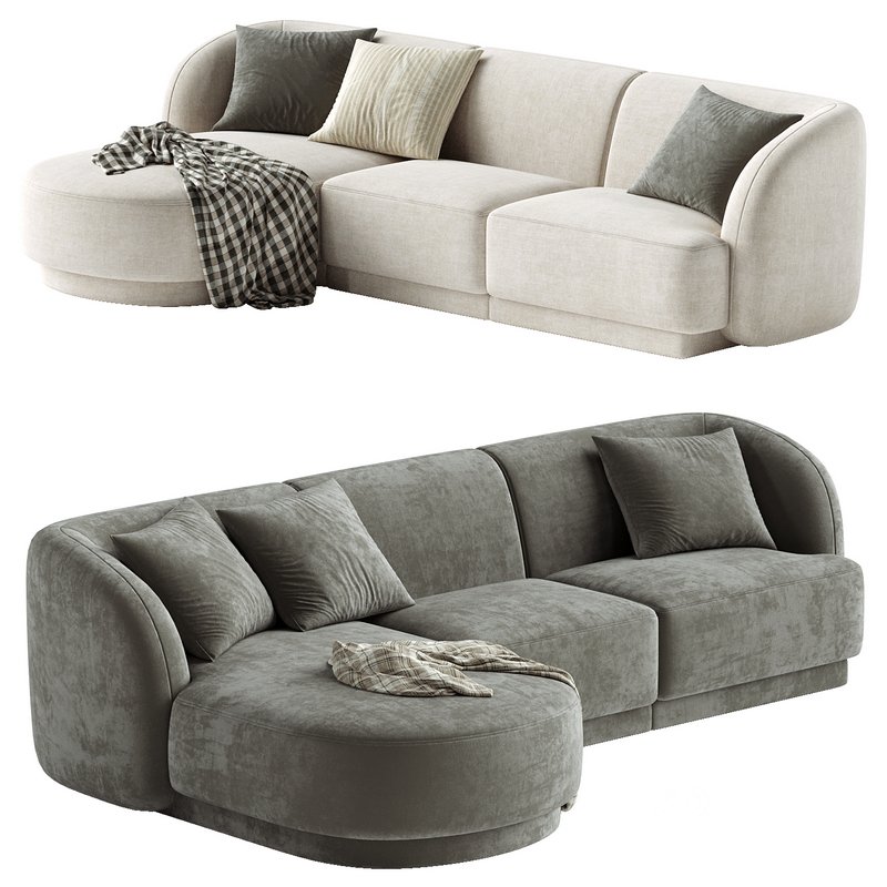3.5-seater corner sofa Miley left velvet Image 4